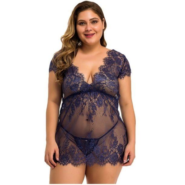 Plus Size Underwear Lace Sleepwear Lingerie Set Women Bridal Babydoll Dress 4XL Plus Size Underwear Lace Sleepwear Lingerie Set Women Bridal Babydoll Dress 4XL